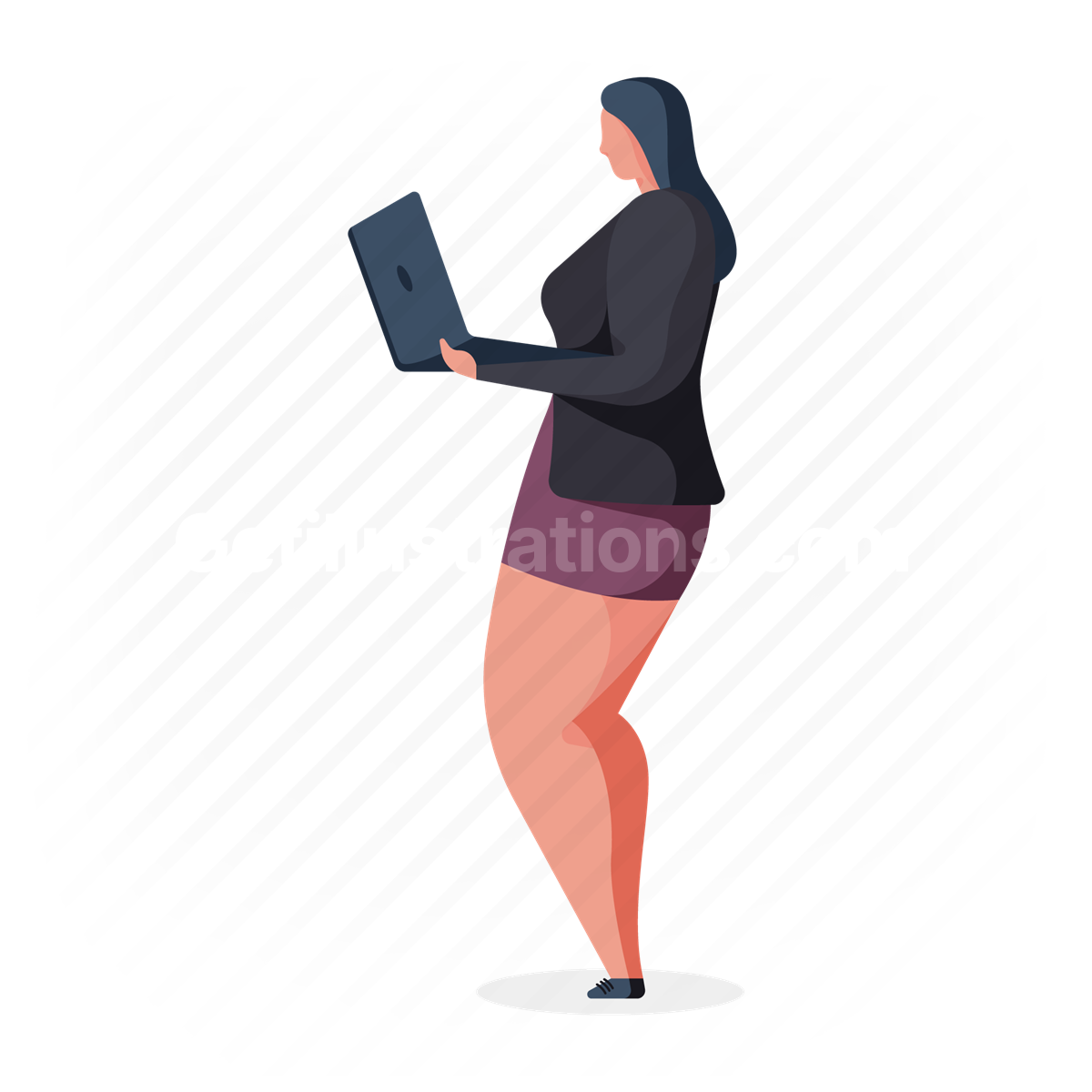 woman, computer, laptop, business